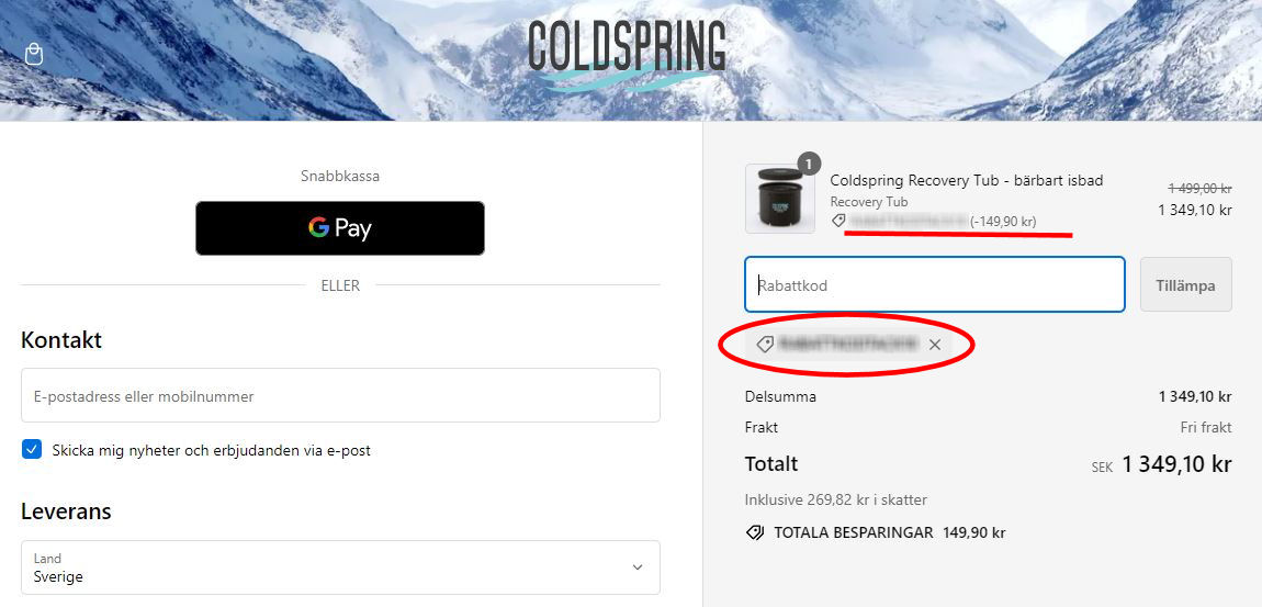 Hur använder man Coldspring.se rabattkod banner