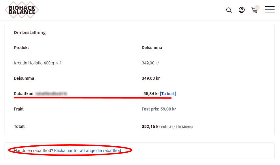 Hur använder man Biohackbalance rabattkod banner