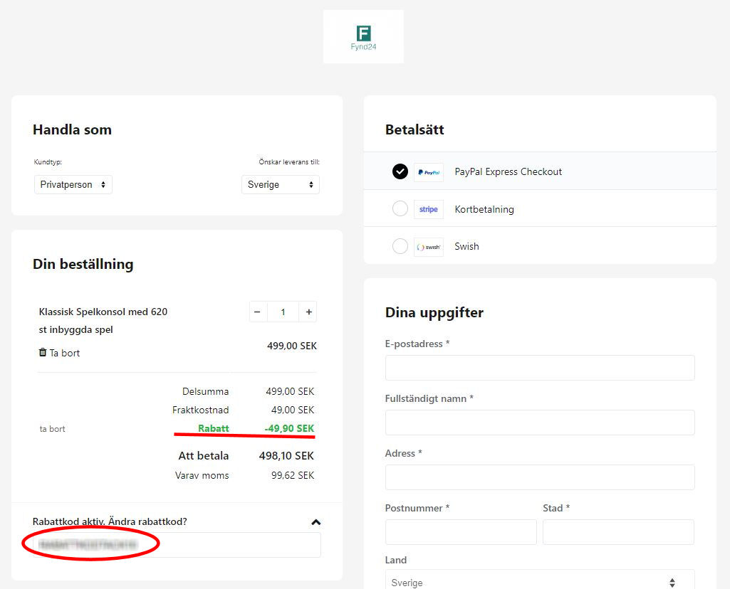 Hur använder man Fynd24 rabattkod banner