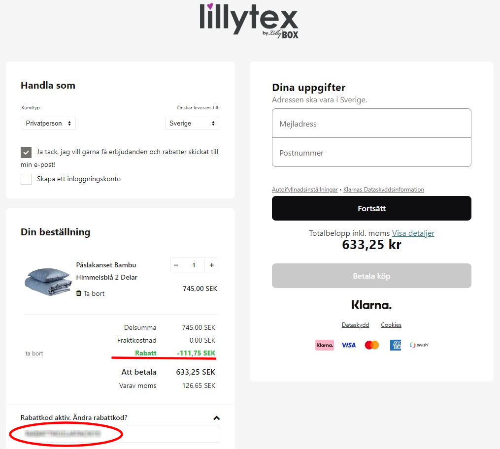 Hur använder man Lillytex rabattkod banner